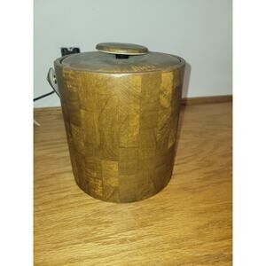 Vintage Ice Bucket Brown Vinyl 60s 70s Retro Vintage Barware Masculine